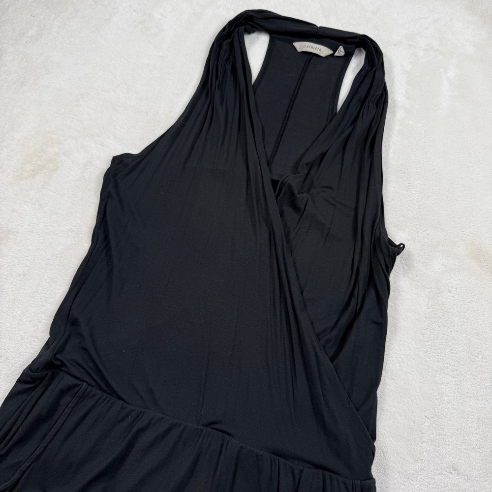 Athleta Black Surplice Wrap Racerback Dress Modal Blend Pockets 983206 Mens M